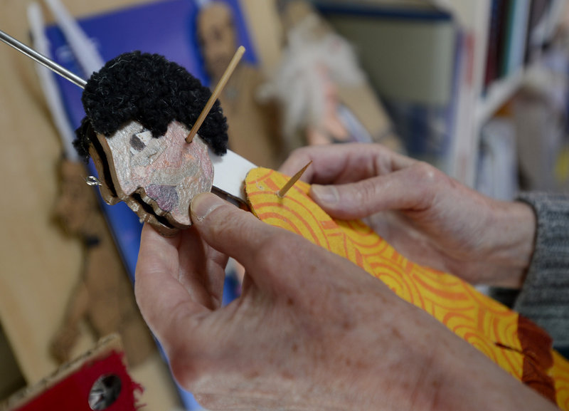 Goell makes puppets in her home studio on Peaks Island, and is collaborating with others on a new show that she hopes will debut next month.