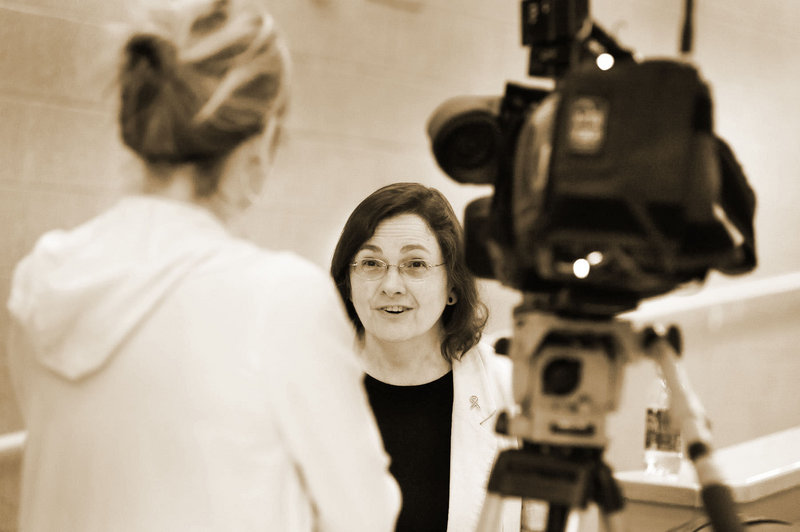 Lyme disease specialist Dr. Bea Szantyr, shown in front of the camera, will give a “Tick Talk” on Thursday.