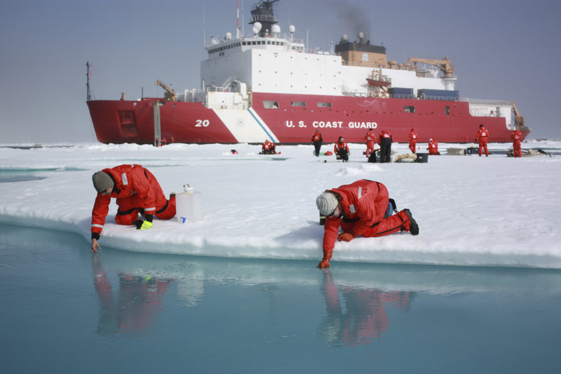 Scientists conduct research in the Chukchi Sea in the Arctic Ocean. President Obama has announced a new U.S. strategy for the Arctic, and the eight-nation Arctic Council meets next week in Kiruna, Sweden, where Secretary of State John Kerry will represent the U.S.