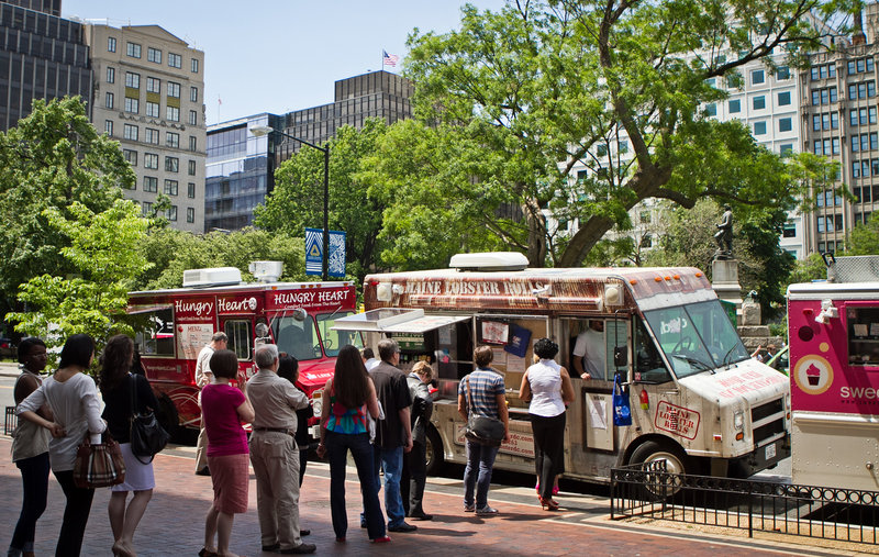 The Red Hook Lobster Pound DC food truck welcomed hundreds of customers during lunch at Farragut Square in Washington DC on a sunny Friday, May 10, 2013.