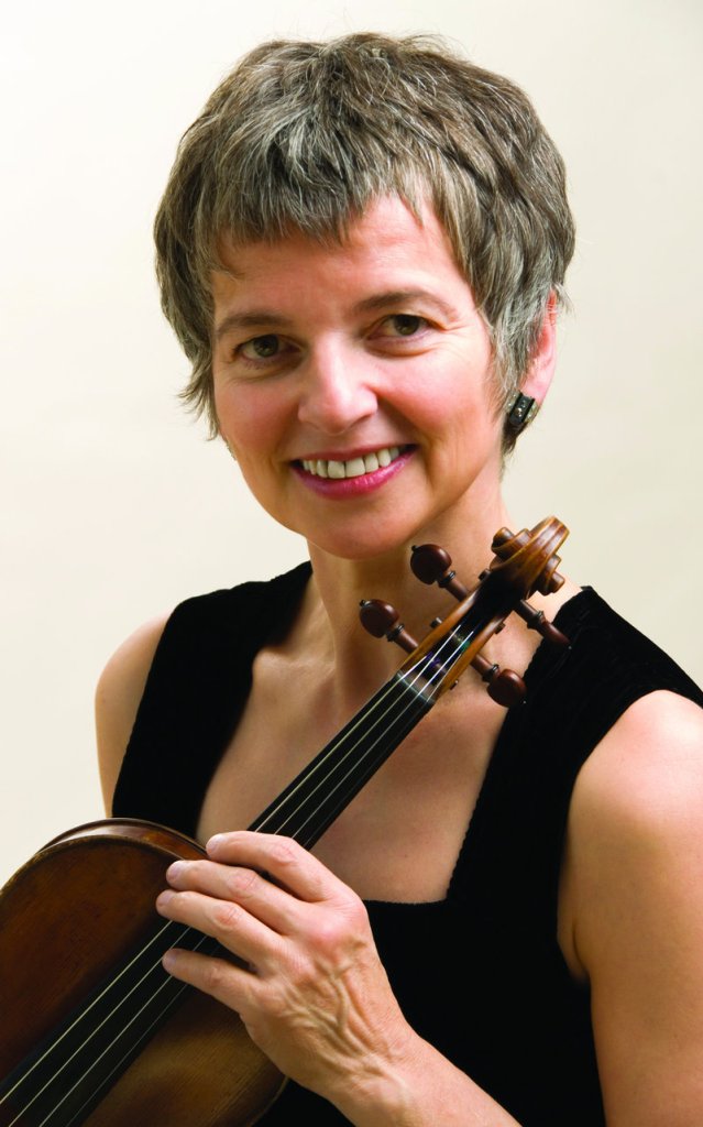 Violinist Eva Gruesser, real-life wife of Midcoast Symphony conductor Rohan Smith, guests with the orchestra this weekend.