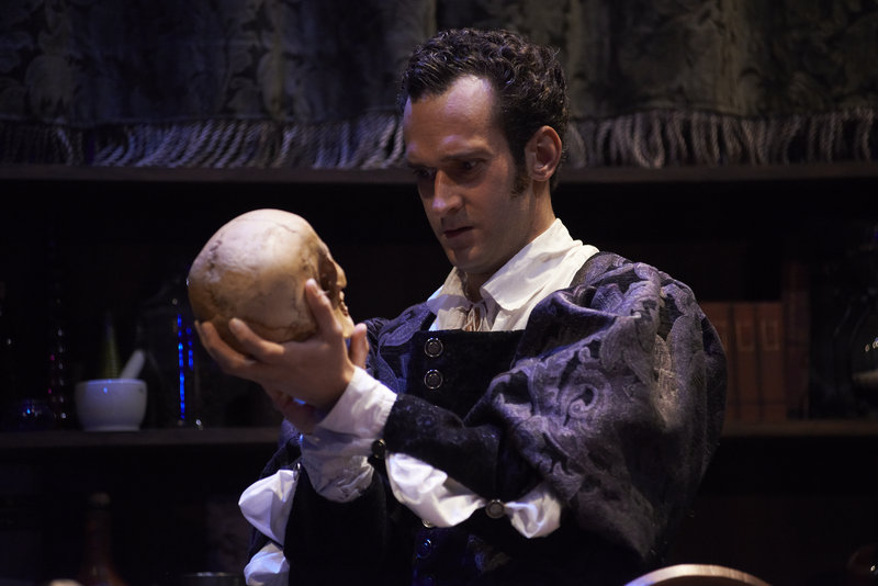Rob McFadyen as Hamlet in the David Davalos comedy “Wittenberg,” which concludes its run at Portland Stage Co. this weekend.