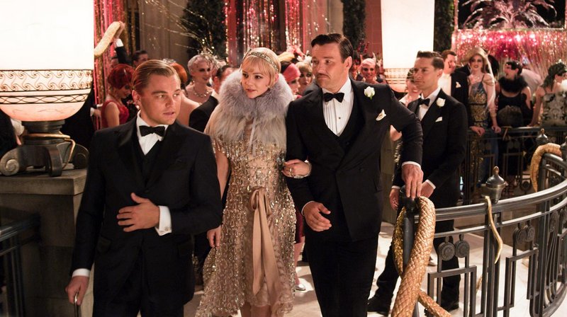 Leonardo DiCaprio, Carey Mulligan and Joel Edgerton in a scene from “The Great Gatsby.”