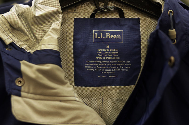 Jackets like this one in the men’s section at L.L. Bean are made in Bangladesh. Brands include the Ascent Gore-Tex Jacket, the Trail Model Raincoat and the Goose-down Vest.