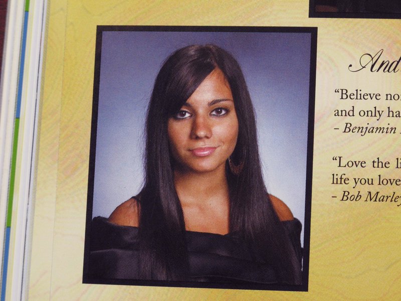 Andrea Rebello as she appeared in the 2010 Sleepy Hollow (N.Y.) High School yearbook.