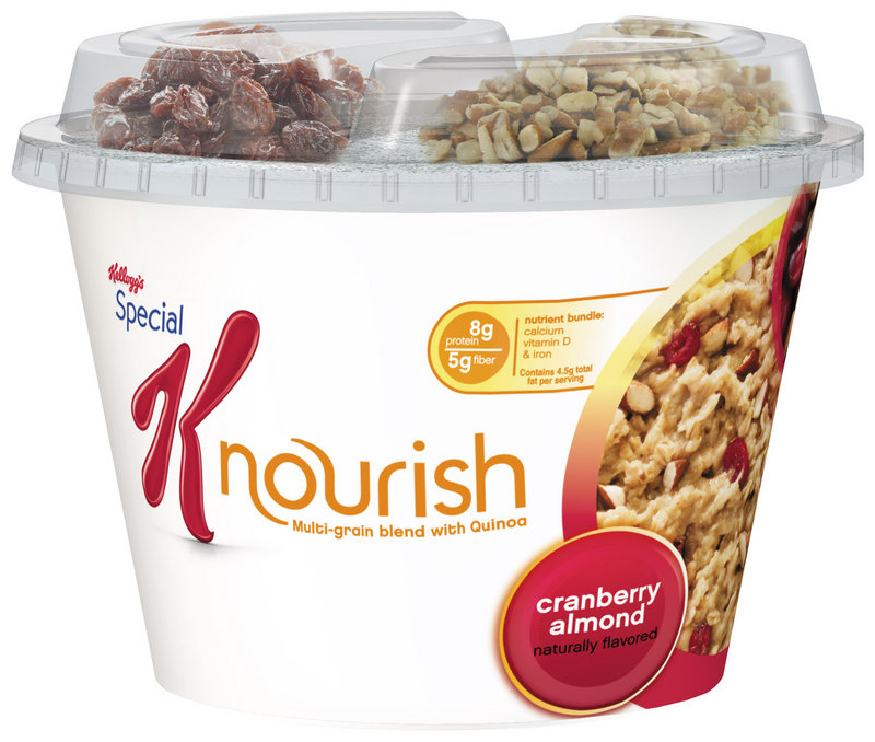 Photo provided by Kellogg’s shows Special K Nourish, expected to hit stores in July. Kellogg Co. is building on its biggest moneymaker even further with the “hot cereal” that’s made with quinoa and other grains.