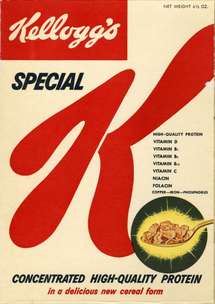 Image provided by Kellogg’s shows Special K when it was introduced as a no-frills breakfast alternative in 1955.