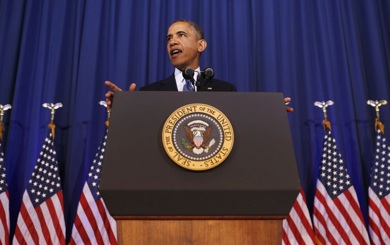 President Obama speaks at the National Defense University in Washington on Thursday. Obama gave a robust defense of the U.S. drone program.
