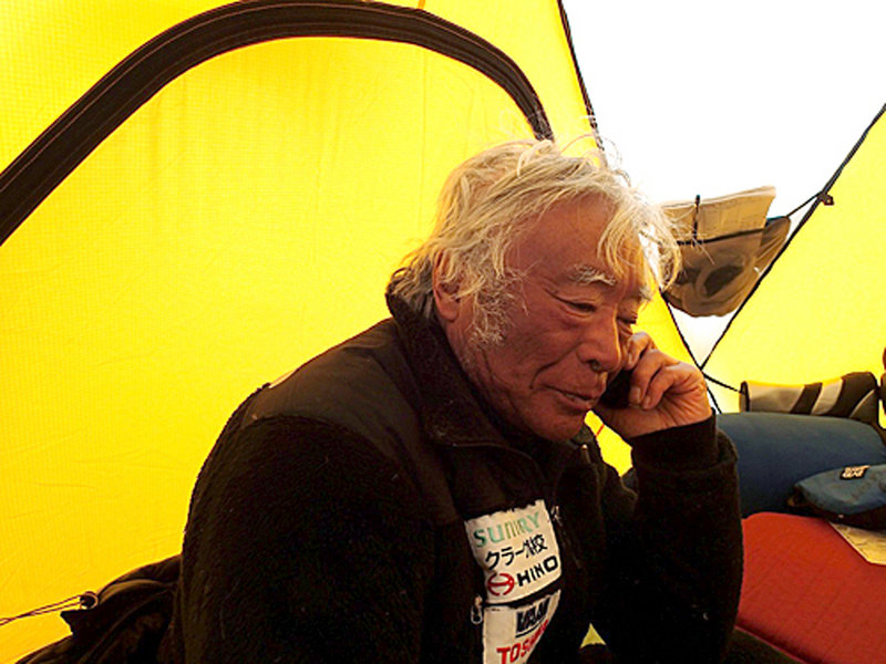 Yuichiro Miura, 80, rests in a camp at 26,247 feet Wednesday. On Thursday, the Japanese climber became the oldest to reach Mount Everest’s 29,035-foot peak.