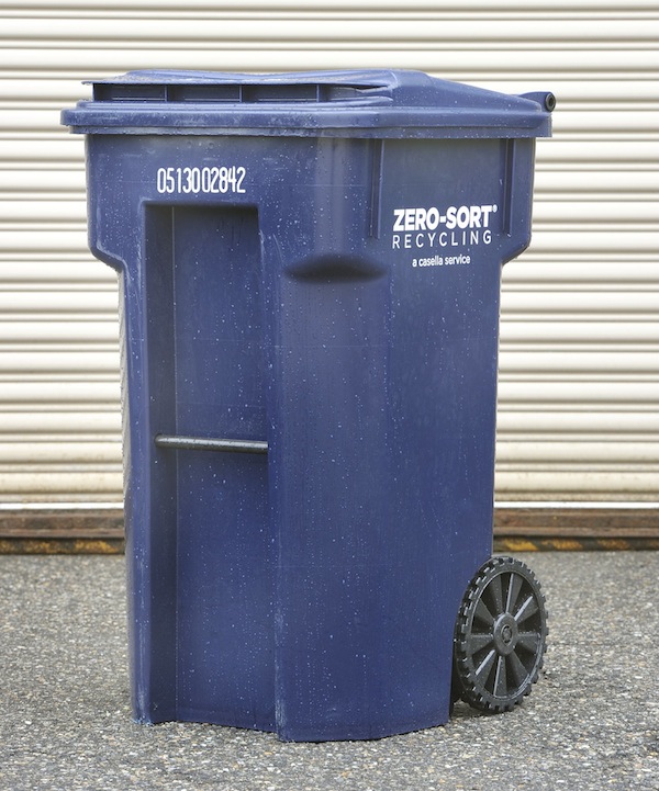 One of the new recycling bins Biddeford residents will start using next week.
