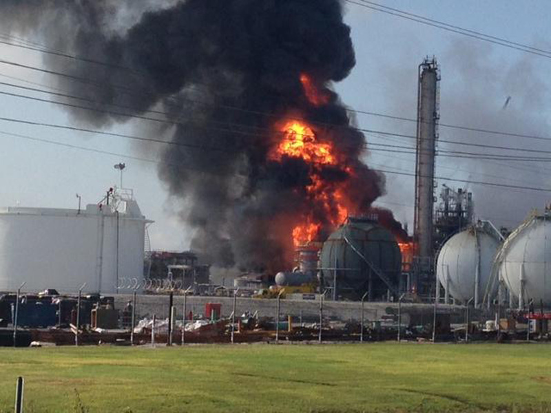 Fire follows an explosion at The Williams Companies Inc. plant in Geismar, La., on Thursday.