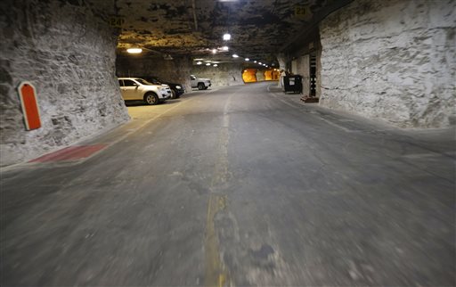 Paved roadways lead the way through the Vivos Shelter and Resort during a tour of the facility in Atchison, Kan.