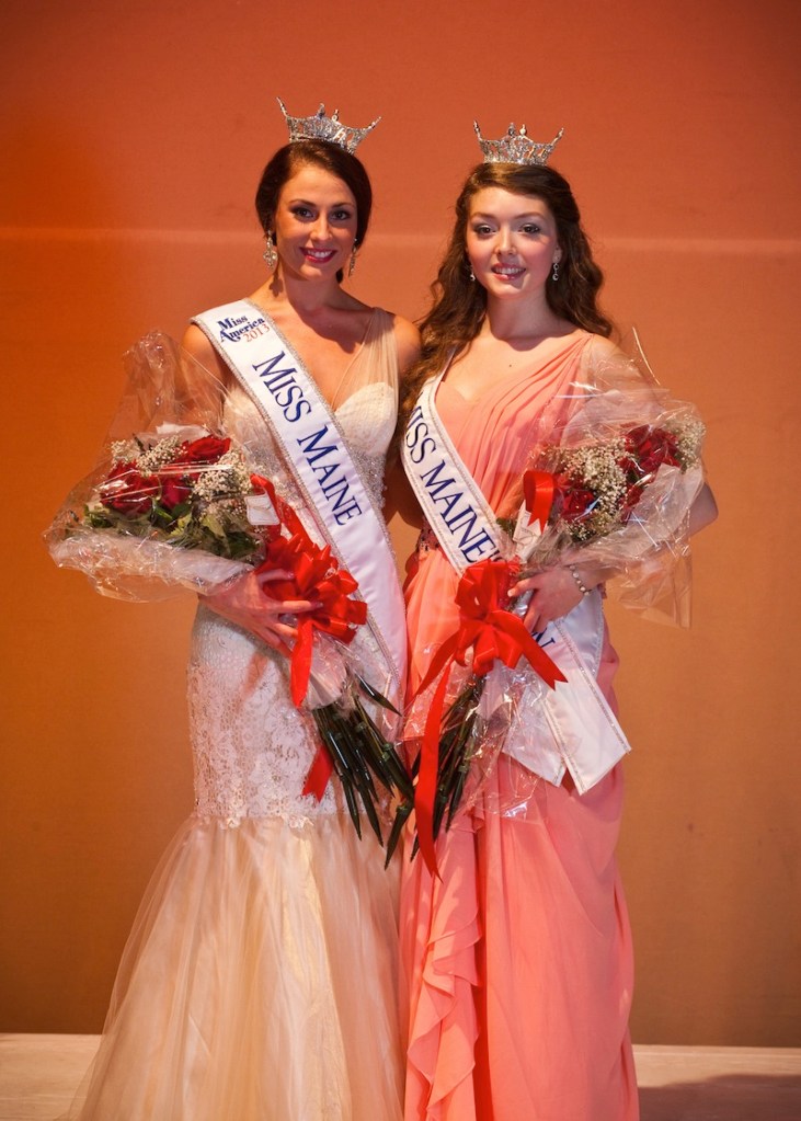 Kristin Korda, 21, left is the new Miss Maine 2013. Daphne Ellis, right, won the title of Miss Maine’s Outstanding Teen.