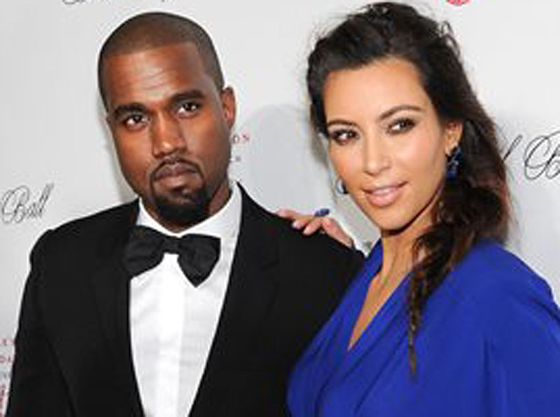 Kanye West and Kim Kardashian Half Length