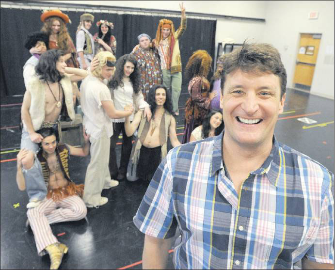 Curt Dale Clark is the consulting artistic director of the Maine State Music Theatre in Brunswick, seen here working with the cast of “Hair.”