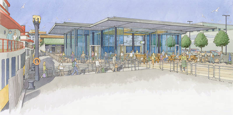 This artist's rendering shows a proposed renovation to the Casco Bay Lines Ferry Terminal.