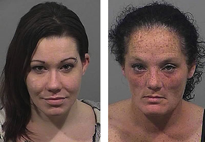 Crystal Miller, left, and Heidi Stevens were charged with assaulting another inmate at Cumberland County Jail.