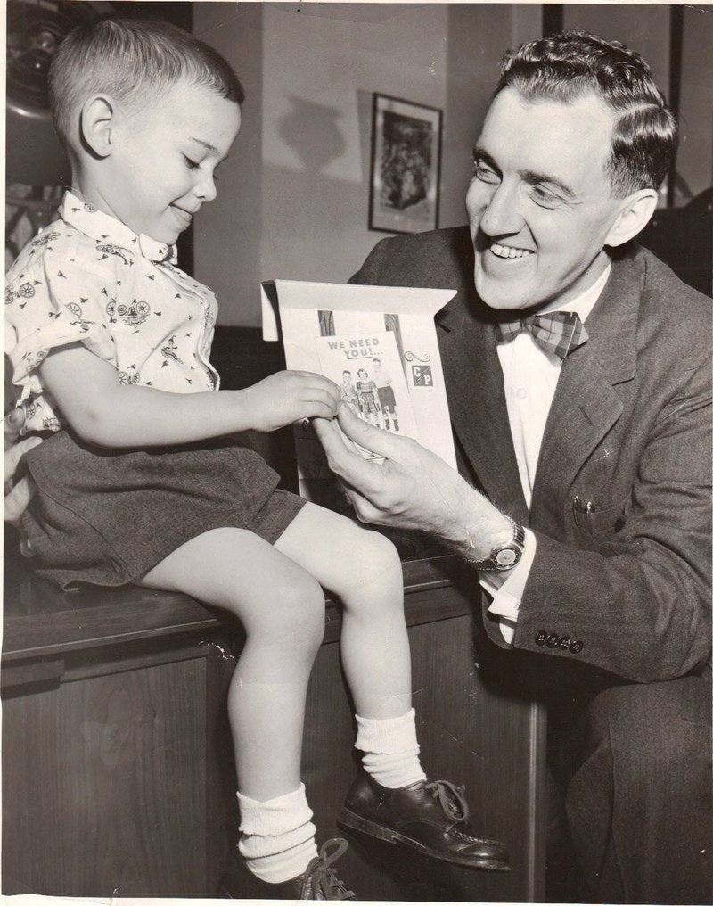 Marty Macisso was the state's poster boy for cerebral palsy in the mid-1950s, meeting with Gov. Edmund Muskie.