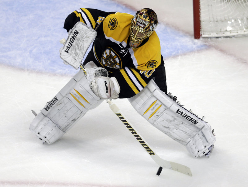 Tuukka Rask of the Boston Bruins clears the puck Friday night – all part of his second shutout in the four-game series sweep against the Pittsburgh Penguins. Pittsburgh totaled just two goals in the series.