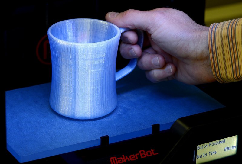 It took five hours and 10 minutes to “print” this coffee mug at the Prototype Studio at Hallmark in Kansas City, Mo. The technology that makes this possible is becoming omnipresent and companies and ideas are booming.