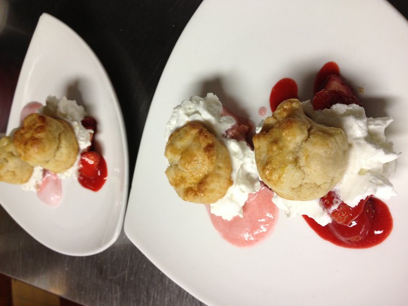 The strawberry and rhubarb shortcake served by chef/owner Shanna O'Hea at Academe at the Kennebunk Inn.