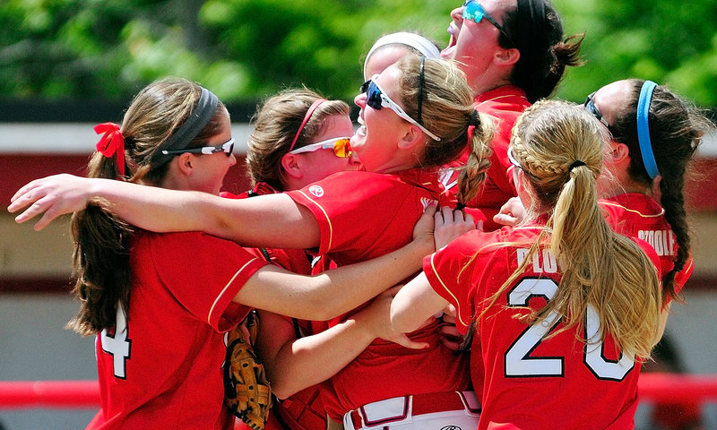 It’s a celebration of red as the Red Storm of Scarborough continue a trend of winning state softball titles in odd-numbered seasons, defeating Skowhegan 9-3 in the Class A final.