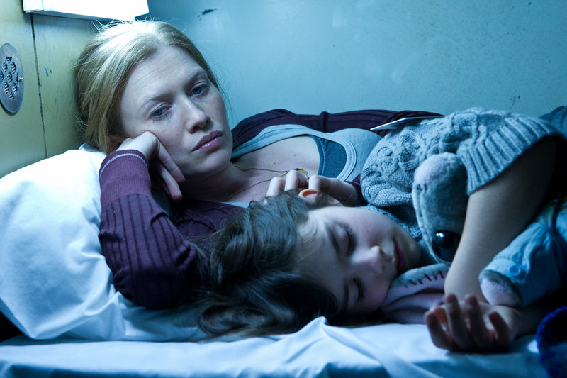 Mireille Enos and Sterling Jerins in a scene from “World War Z.”