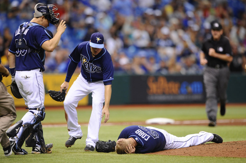 Alex Cobb of the Tampa Bay Rays was the latest pitcher to go down from a line drive up the middle. The odds are low that it would happen, but that doesn’t lessen the impact.