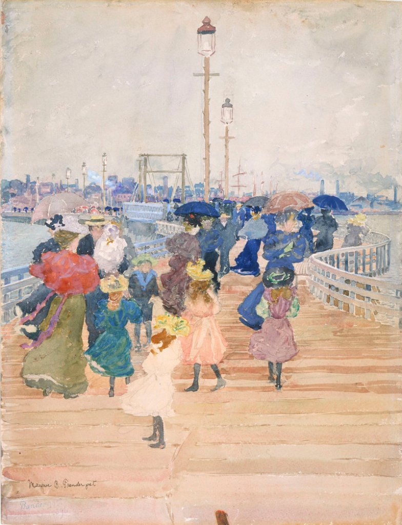 “South Boston Pier,” 1896, watercolor and graphite.