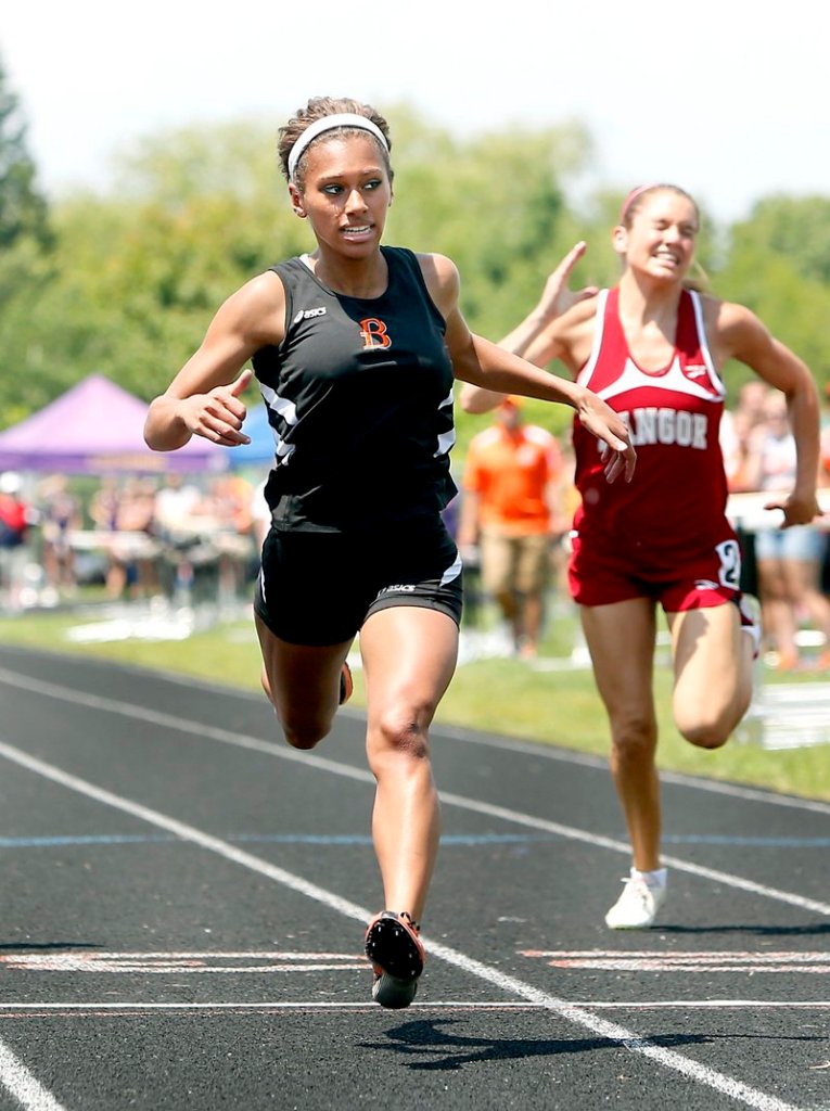On her way to a 4-for-4 day at the Class A state championships, Teal Jackson of Brewer smashed a 19-year-old state record for 400 meters.