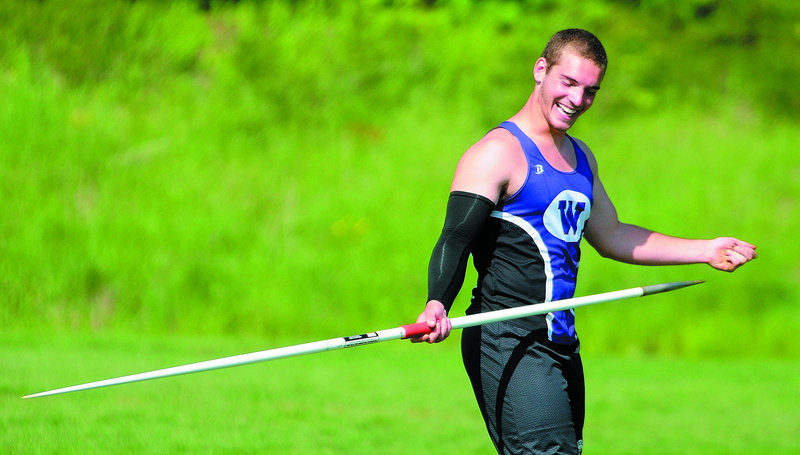 After winning the shot put and breaking the Class B record in the javelin at the state meet, Nick Danner of Waterville went on to place second in the javelin at the New Englands.