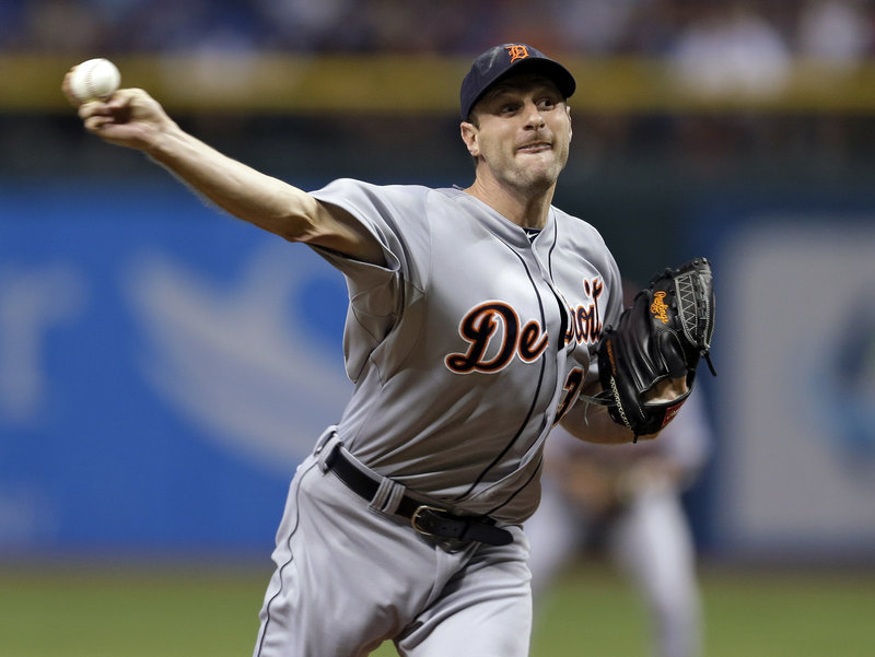 Detroit ace Max Scherzer frustrates the Tampa Bay Rays on Friday with a strong seven-inning performance as the AL Central first-place Tigers won 6-3 in St. Petersburg, Fla.