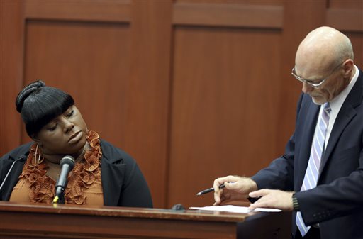 Witness Rachel Jeantel continues her testimony to defense attorney Don West on day 14 of George Zimmerman's trial in Seminole Circuit Court in Sanford, Fla., on Thursday.