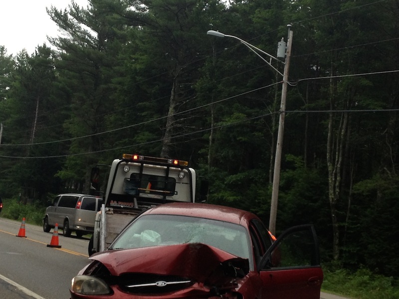 A Ford Taurus was sent airborne and struck a tree head on after trying to avoid a deer on the Carl Broggi Highway in Lebanon, Maine, the driver said. 7-10-2013