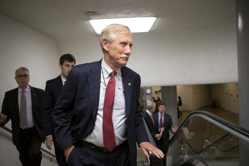 Maine Sen. Angus King and other senators rush to the floor on Wednesday for a vote to end debate on the Democrats' plan to restore lower interest rates on student loans one week after Congress' inaction caused those rates to double.