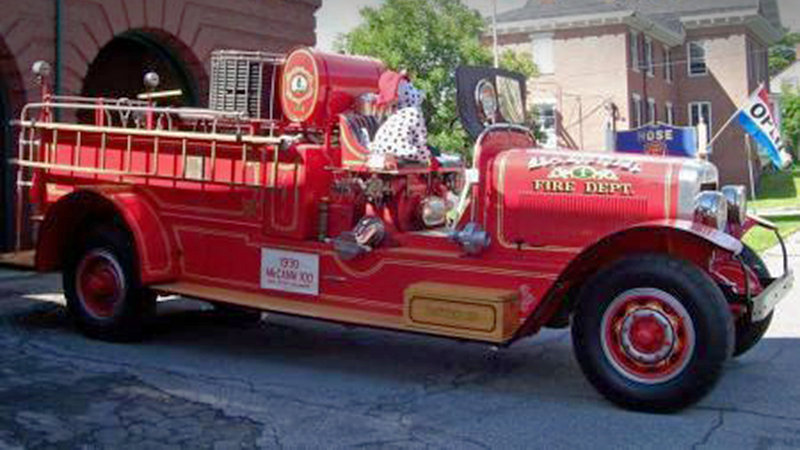 This 1930 McCann fire truck was involved in the fatal collision during the Bangor July Fourth parade. The fire truck rolled onto an antique tractor, killing the driver of the tractor. Police say the fire truck's brakes may have malfunctioned.