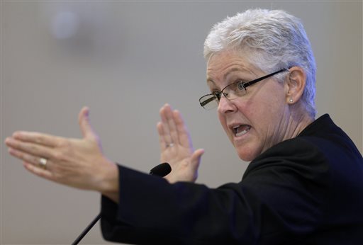 New U.S. Environmental Protection Agency Administrator Gina McCarthy delivers a speech at Harvard Law School in Cambridge, Mass., on Tuesday: "I don't think it is my job out of the gate to know what the path forward is."