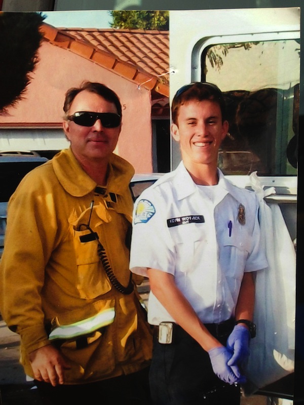 This undated photo courtesy of the the Woyjeck family shows firefighter, Kevin Woyjeck, right, and his father, Los Angeles County Fire Capt. Joe Woyjeck. Kevin Woyjeck of Seal Beach, Calif., was one of the 19 Granite Mountain Hotshot Crew, who was killed Sunday evening above the town of Yarnell, northwest of Phoenix in the nation's biggest loss of firefighters in a wildfire in 80 years. (AP Photo/Woyjeck Family)