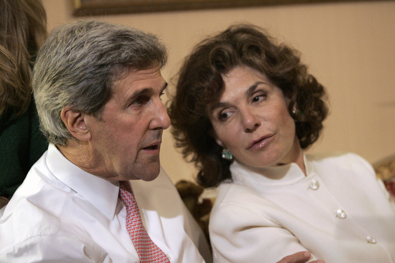 Then-Sen. John Kerry, D-Mass., and his wife Teresa Heinz Kerry watch election results at a hotel in Boston in 2008.