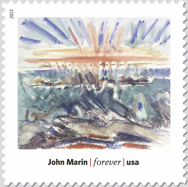 John Marin's “Sunset, Maine Coast” (1919) is part of a Modern Art in America stamp series.