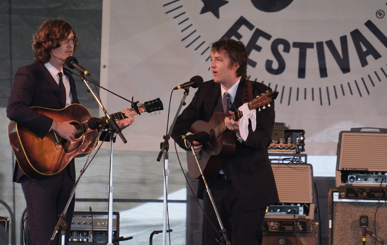 The Milk Carton Kids perform at the 54th edition of the Newport Folk Festival in Rhode Island on Friday.