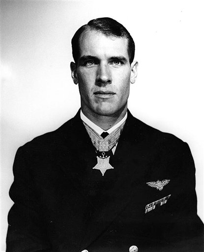 This April 3, 1950, photo provided by the U.S. Navy shows Thomas Hudner, who received the Medal of Honor for crash-landing his plane and trying to save Jesse Brown, his wingman, who went down behind enemy lines during the Korean War.