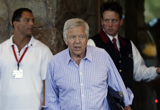 Robert Kraft, New England Patriots owner and Chairman and Chief Executive Officer of The Kraft Group, arrives at the Allen & Company Sun Valley Conference in Sun Valley, Idaho, Tuesday, July 9, 2012.