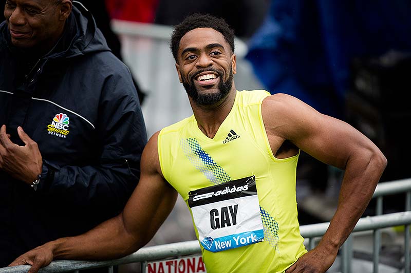 Tyson Gay reacts was informed he has tested positive for a banned substance and says he will pull out of the world championships next month in Moscow.