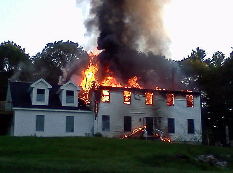 A fire of unknown origin destroyed the home at 53 Carding Machine Road in Bowdoinham early Sunday morning.