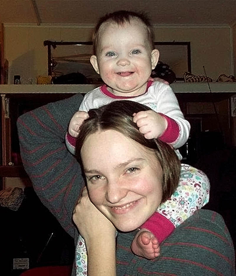 Leanna Norris with her daughter Loh Grenda, who was born in 2011. The girl's body was found in June 2013 in a car in Stetson. Norris was convicted Monday of murdering her.
