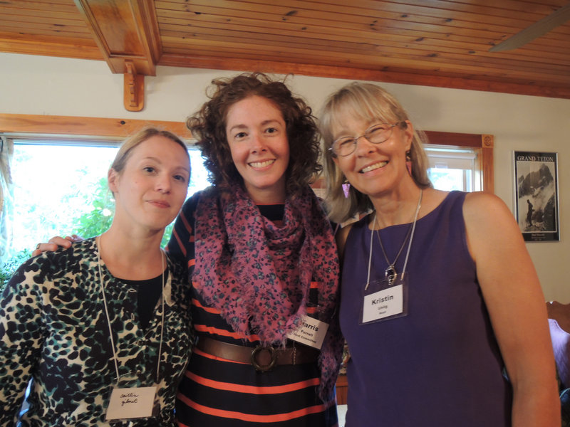 Toxics Action Center supporter Caitlin Gilmet, board member Harris Parnell and Kristin Uhlig, who hosted the annual Toxics Action Center party at her home in Gorham.