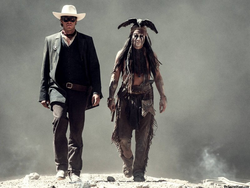 Armie Hammer is John Reid (aka the Lone Ranger) and Johnny Depp is his fellow traveler Tonto.