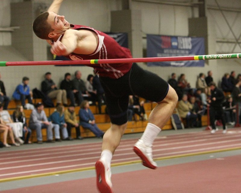 South Portland’s David Hardison, pictured competing in an indoor meet, capped his senior season at Bates College by finishing fifth in the NCAA Division III decathlon.