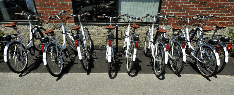 The Zagster company provided the bicycles for rent at the Portland Transportation Center.